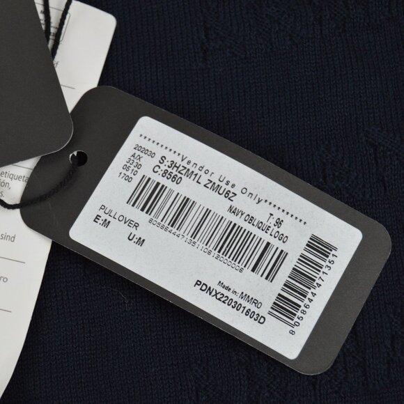 Armani Exchange Navy Oblique Logo Pullover Sweater Size Medium NWT - Picture 5 of 16